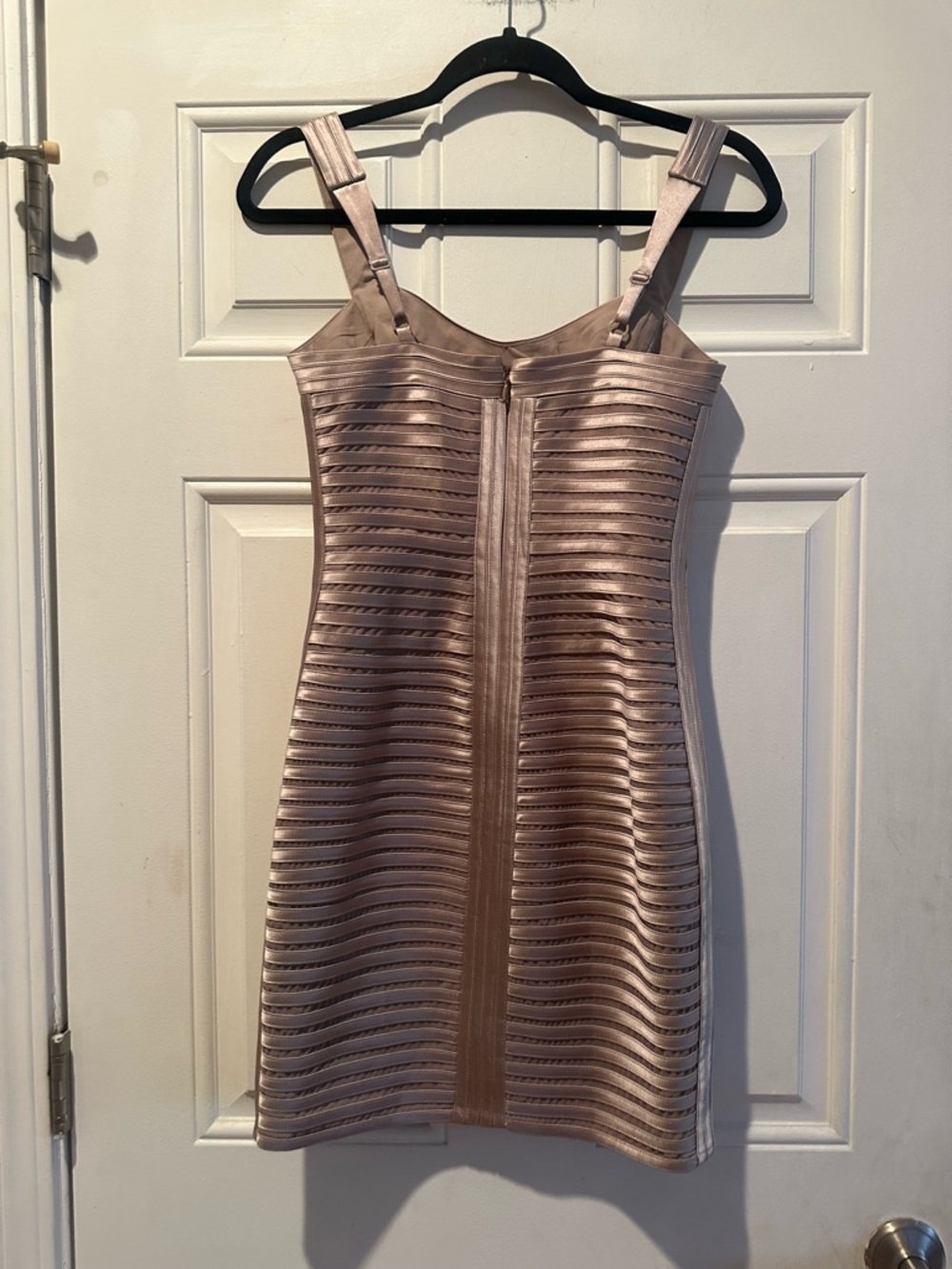 BCBGMaxAzria Metallic Taupe Strappy Mini Dress - Picture 9 of 15